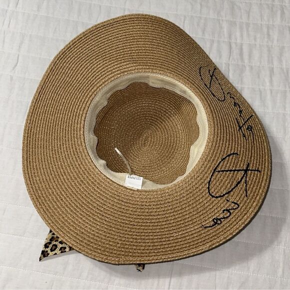 Tan Leopard Gold Tone Chain Scarf Puerto Rico Floppy Hat - Picture 4 of 6